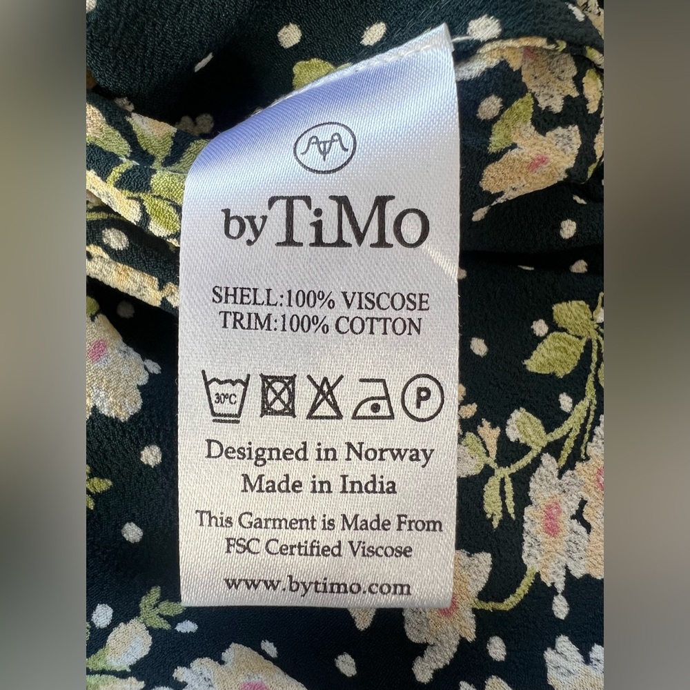 ByTiMo Anthropologie Floral And  Dot Cupro Crepe Button Blouse Dark Blue Navy M - Picture 12 of 12